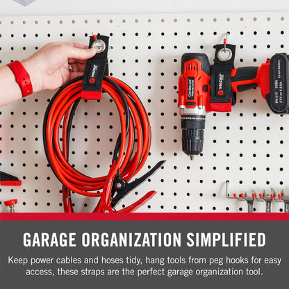 VELCRO Brand Easy Hang Extension Cord Organizer - Heavy Duty 75 lb Hold, 2 Pack, Medium 14 in, Black Straps for 25–50 ft Cords