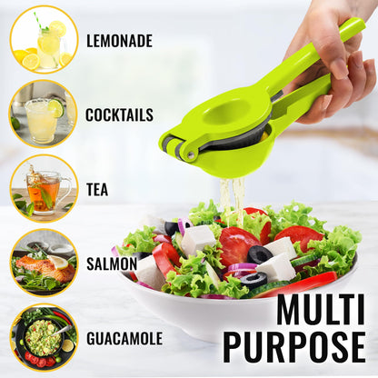 Zulay Metal 2-In-1 Lemon Squeezer Manual - Sturdy, Max Extraction Hand Juicer Lemon Squeezer Gets Every Last Drop - Easy to Clean Manual Citrus Juicer - Easy-to-Use Lemon Juicer Squeezer - Yellow/Grey