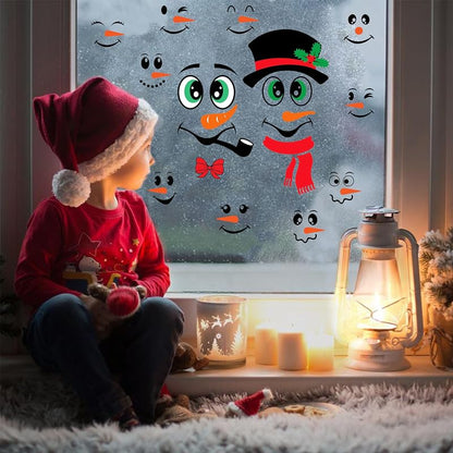 47-Pack Snowman Face Stickers for Crafts and Holiday Decor