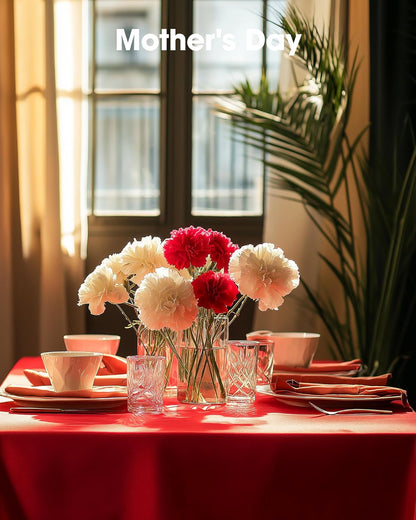 Pureegg Disposable Plastic Table Cloths - 54 x 108 Inch, Leakproof & Sturdy, Red | Perfect for Holidays
