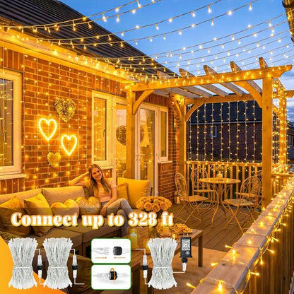 300 LED Christmas Lights by [Brand Name] - 100FT Waterproof Plug-In String Lights | 8 Modes for Indoor/Outdoor Decor
