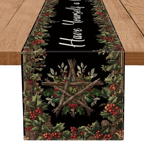 GAGEC Yule Table Runner - Festive Christmas Decor for Home & Kitchen | 72 Inches