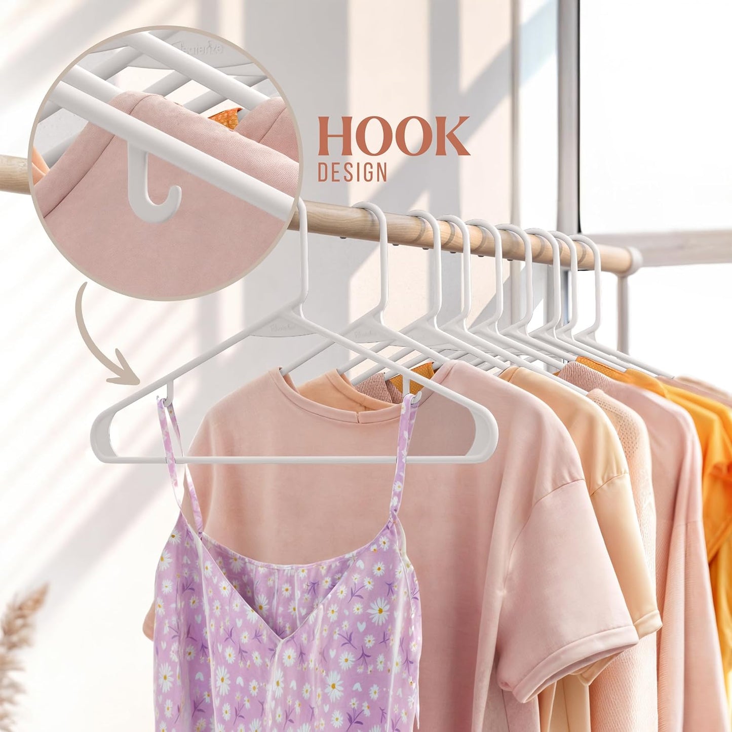 Plastic Hangers 20 Pack - Space-Saving Clothes Hangers for Coats & Closet Essentials - White