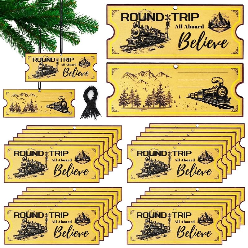 72 Pcs Polar Express Wooden Ticket Ornaments - Variation of THIS listing: 72+Ticket Ornaments - A