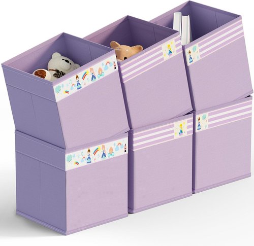 Homyfort Storage Cube Bins - 11x11 Inch Fabric Organizer Baskets with Handles for Toys & Clothes | Purple