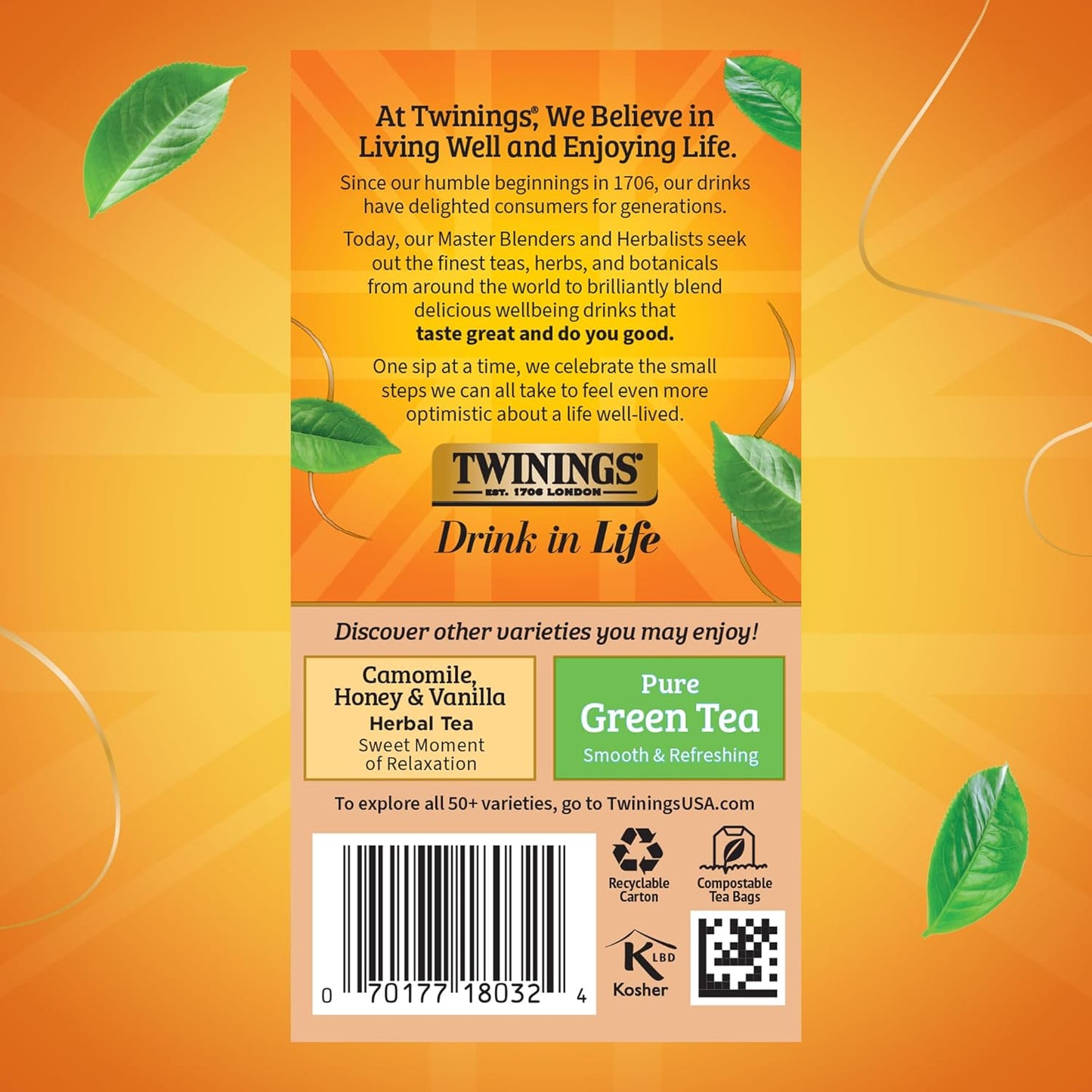 Twinings Pure Rooibos Red Herbal Tea - Sweet, Uplifting Aroma | 120 Individually Wrapped Bags