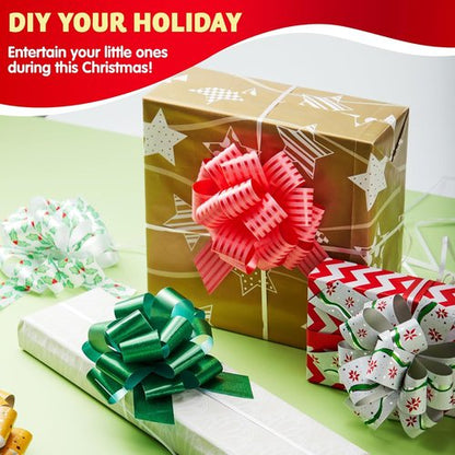 JOYIN 24 PCS Christmas Wrap Ribbon Pull Bows - Easy Gift Wrapping Accessory for Presents & Baskets