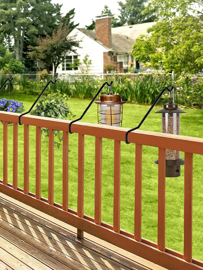 Biubee Deck Bird Feeder Hanger - 4 Pack Extended Angled Metal Plant Hangers for 2" x 4" & 2" x 6" Rails