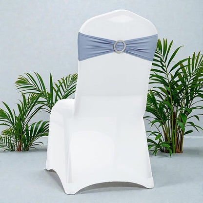 MDS Spandex Chair Sashes - Premium Stretch Covers with Buckle Slider | Universal Fit - Dusty Blue, Pack of 75