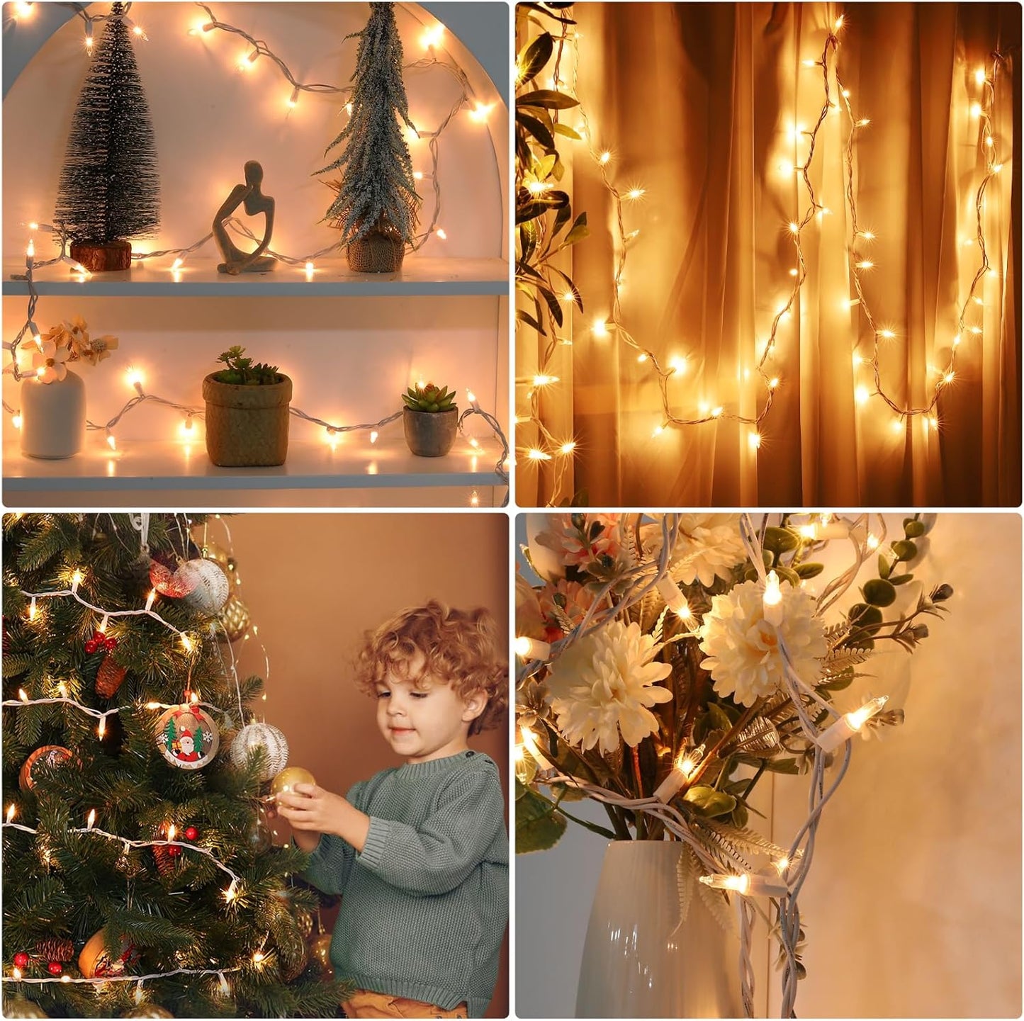 Meteds Christmas Lights - 100 Count Clear Warm White String Lights | UL Certified for Tree, Home & Party Decor