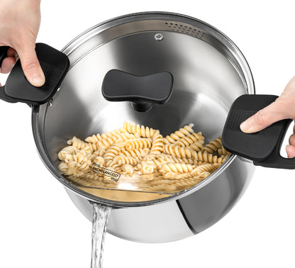 MICHELANGELO Stainless Steel Pasta Pot with Strainer Lid - Pasta Cooker | 6 Quart Induction Pot with Lid, 6 Qt Spaghetti Pot with Strainer Lid