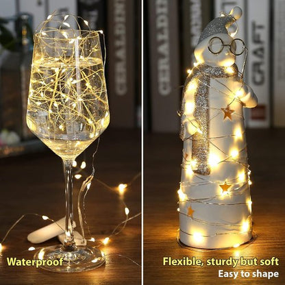HXWEIYE Fairy Lights - 18 Pack Battery Operated 7ft Warm White Mini String Lights | Waterproof for Mason Jars & Events