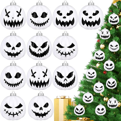 Liliful 12 Pcs Pumpkin Halloween Christmas Ornaments - 1.97'' (5 cm) Black & White