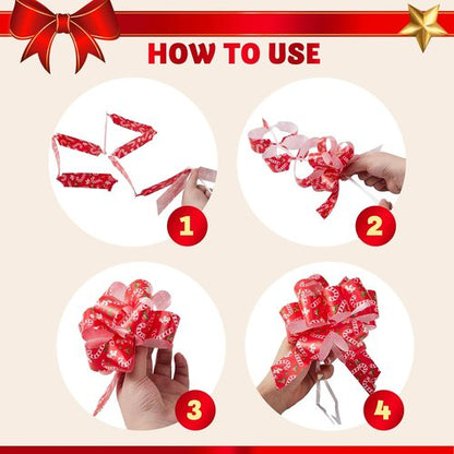 JOYIN 24 PCS Christmas Wrap Ribbon Pull Bows - Easy Gift Wrapping Accessory for Presents & Baskets
