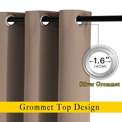 NICETOWN Blackout Curtains for Bedroom, Grommet Top Room Darkening Thermal Insulated Solid Window Treatments for Bedroom/Kids Room, Cappuccino, 2 Panels, W46 x L63