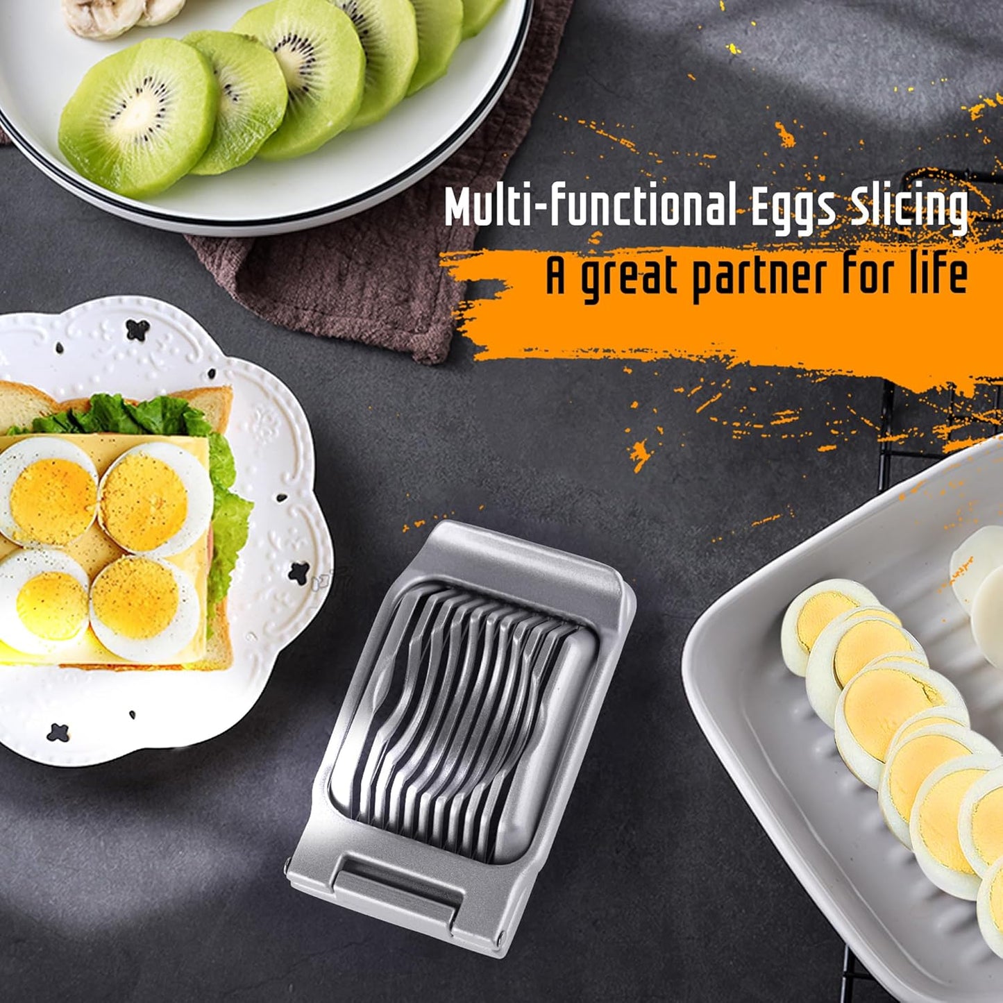 Skiennix Egg Slicer - Heavy-Duty Stainless Steel Cutter | Dishwasher Safe for Eggs, Salads & More