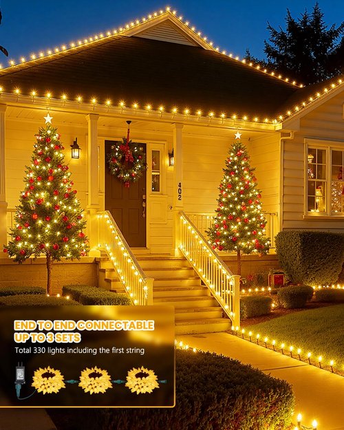 C9 Christmas Lights - 88FT 110LED Waterproof String Lights with 8 Modes | Warm White Outdoor Decor