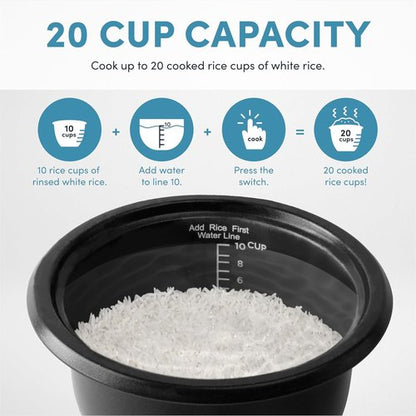 AROMA® Rice Cooker & Food Steamer - One-Touch Auto-Warm, 20 Cups Cooked Capacity (ARC-390NGP)