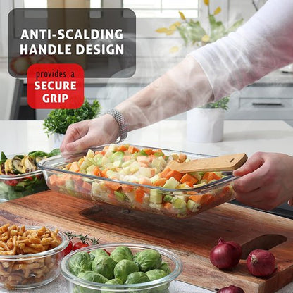 EATEX 8-Piece Deep Glass Casserole Set - Oven-Safe Bakeware with Plastic Lids | Perfect for Lasagna & Leftovers