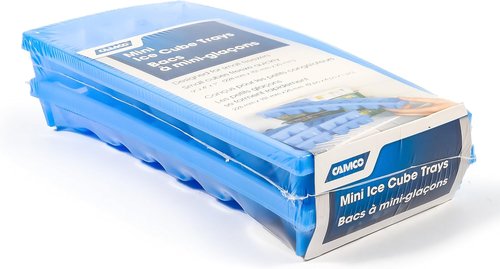 Camco Stackable Mini Ice Cube Tray - Space-Saving Design, 2-Pack, Blue Color
