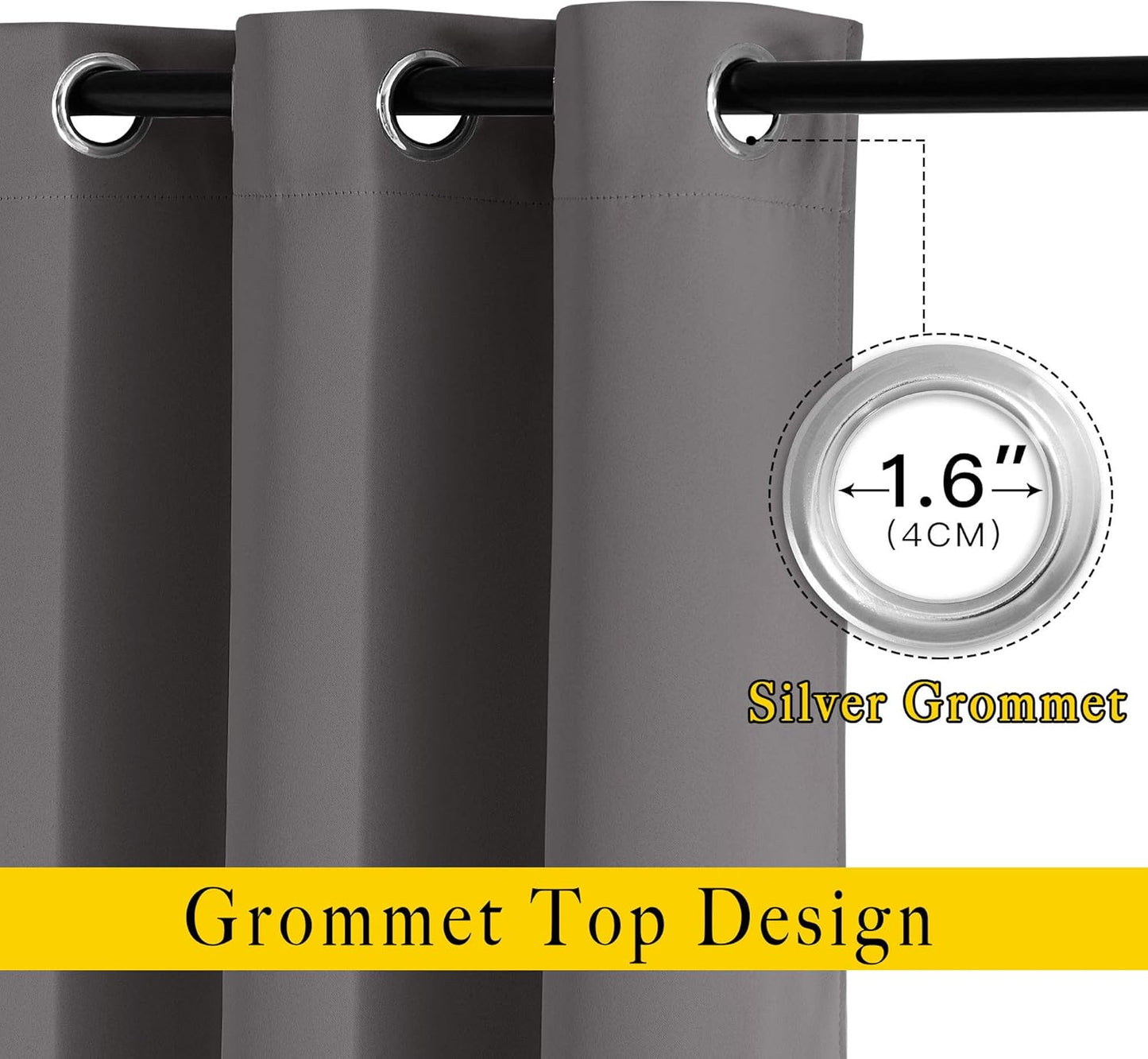 NICETOWN Gray Blackout Curtains - 84-Inch Thermal Drapes for Room Darkening | 2 Panels (W52 x L84)