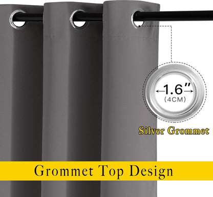 NICETOWN Gray Blackout Curtains - 84-Inch Thermal Drapes for Room Darkening | 2 Panels (W52 x L84)