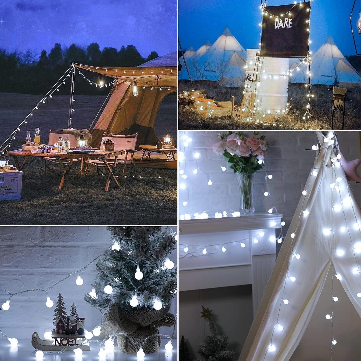 Minetom 33 Feet Globe Ball String Lights - 100 LED Waterproof Fairy Lights with Remote | Pure White for Indoor & Outdoor Decor
