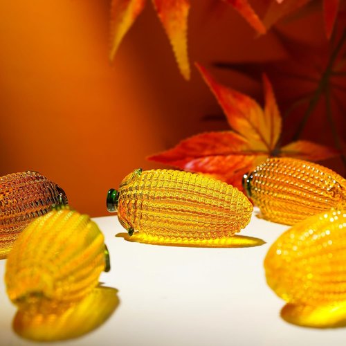 Art Glass Corn Figurine Decor - Unique Tabletop Centerpiece | Perfect for Home, Kitchen, Office
