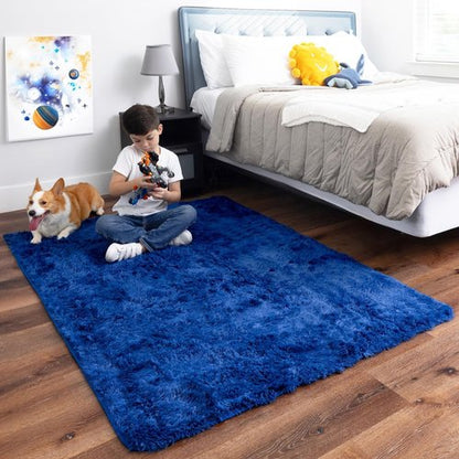 Ophanie Area Rugs for Bedroom Living Room, Color Navy Blue, Size 4' x 6', Shape Rectangular