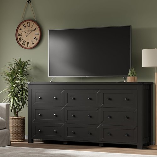 BORN OON 9-Drawer Dresser - Modern Wooden Storage Chest with Metal Handles for Bedroom & Living Room