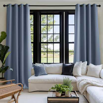 NICETOWN Blackout Curtains Grommet 2 Panels 72 Inches Long, Stone Blue