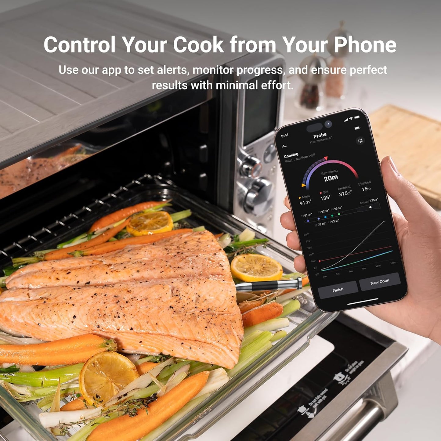 ThermoMaven Smart Bluetooth Meat Thermometer - 10X Enhanced Signal, WiFi Unlimited Range, Certified Accuracy ±0.5°F