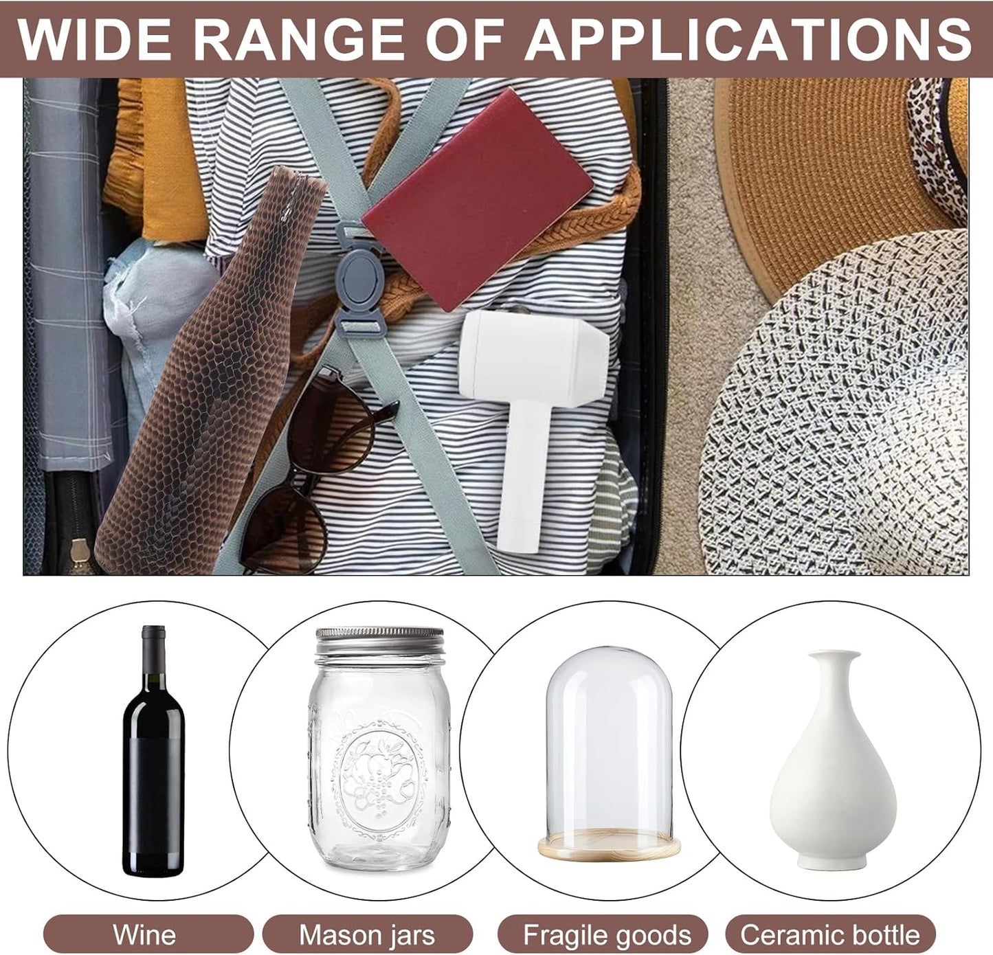 Wine Bottle Protector Sleeves by Honeycomb Paper,36 Set Reusable Glass Liquor Bottle Sleeves for Airplane Travel,Transport,Camping-Proof Safety Impact Resist