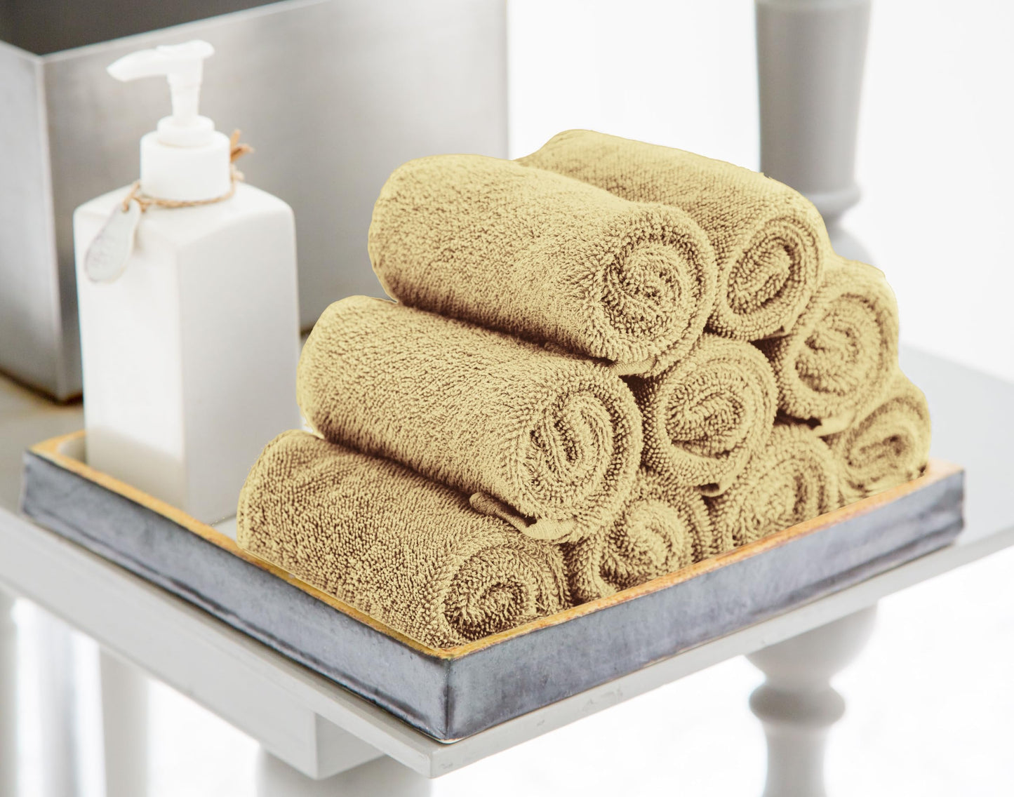 Utopia Towels 60 Pack Cotton Washcloths Set, 100% Ring Spun Cotton, Premium Flannel Face Cloths, Highly Absorbent and Soft Feel Fingertip Towels, Beige