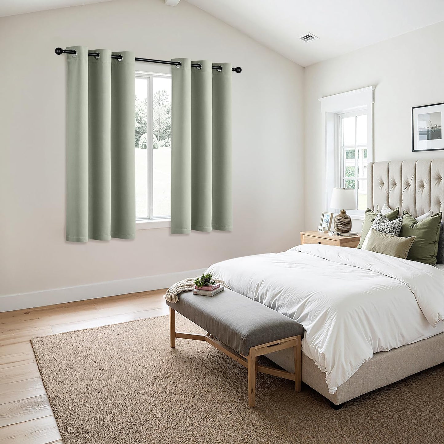 MIULEE Sage Green Blackout Curtains - Thermal Insulated Room Darkening Drapes | 40 x 45 Inches, 2 Panels