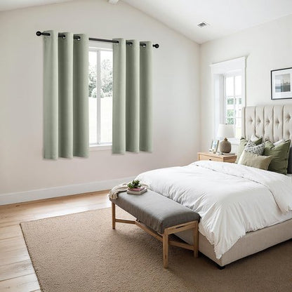 MIULEE Sage Green Blackout Curtains - Thermal Insulated Bedroom Curtains Room Darkening Drapes for Living Room Kitchen Grommet Top Light Blocking Window Treatment, 40 x 50 Inches Long, 2 Panels