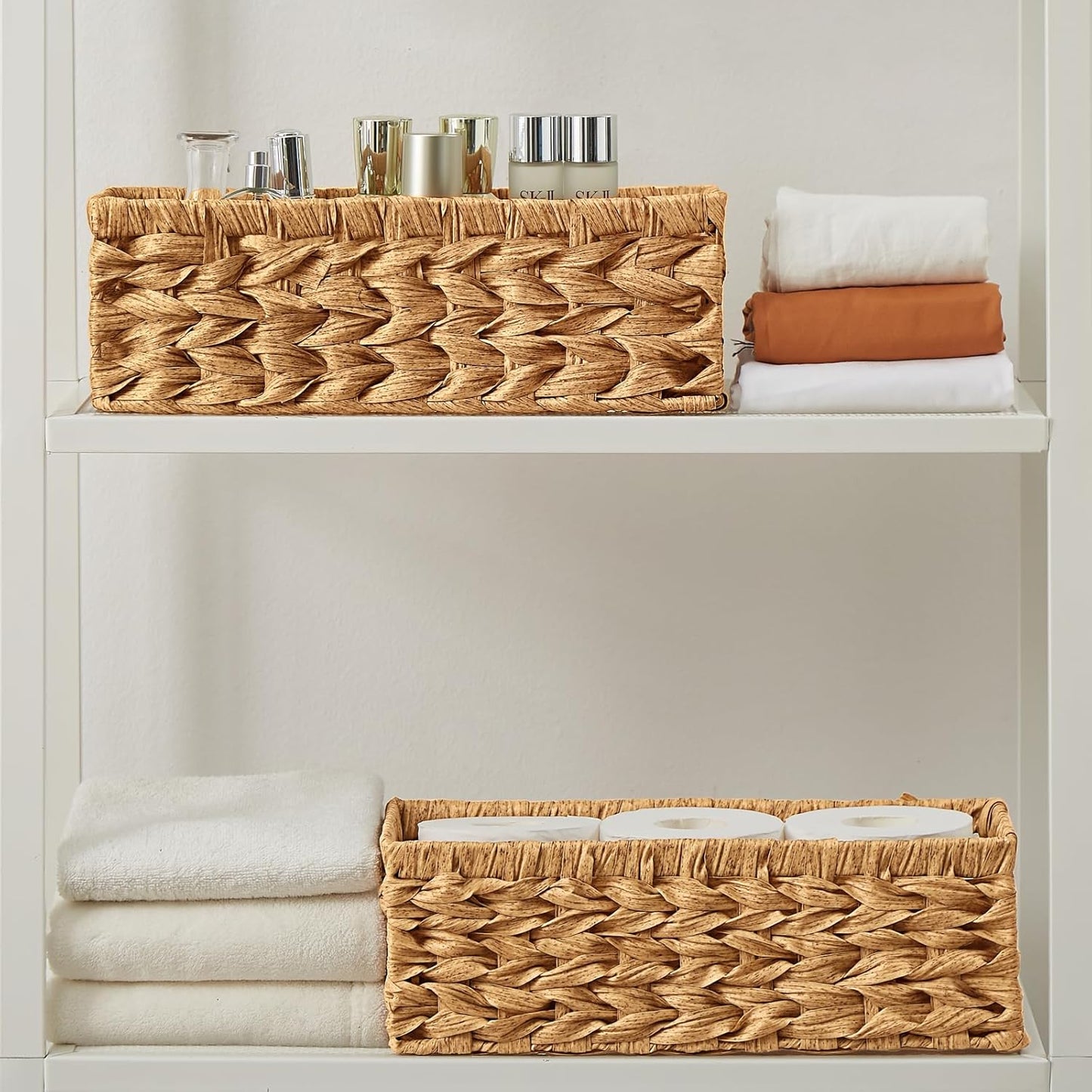Vagusicc Wicker Storage Basket - Stylish Organizing Baskets with Handles | 2-Pack for Home Decor