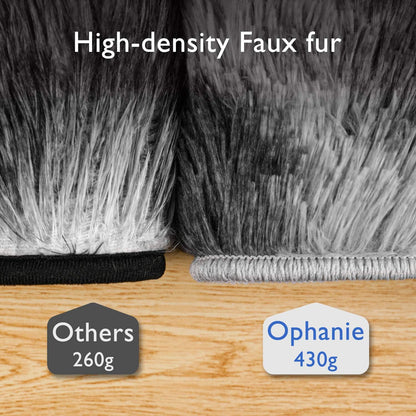 Ophanie Soft Fluffy Shaggy Area Rug - Aesthetic Tie-Dyed Black & Light Grey | 4x6 Ft for Bedroom, Living Room, Nursery