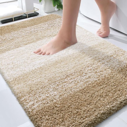 OLANLY Bathroom Rugs - Extra Soft Microfiber Mat 36x24 | Quick Dry, Machine Washable, Rubber Backing, Tan