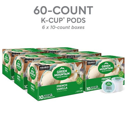 Green Mountain Coffee Roasters French Vanilla K-Cup Pods - Light Roast Coffee, 60 Count (6 Packs of 10)