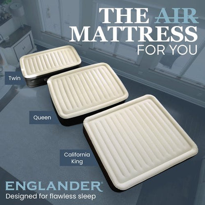 Englander Twin Air Mattress - Double High, 300 LB Capacity Luxury Camping Mattress with Built-in Pump, Waterproof and Microfiber