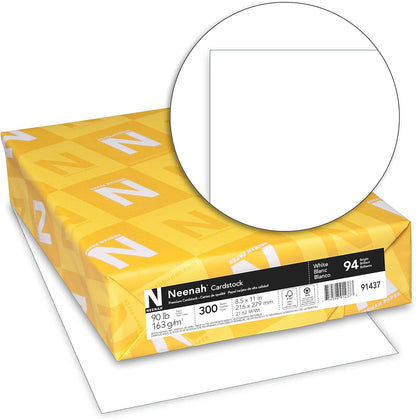 Neenah Index Cardstock - 8.5" x 11", 90 lb., 300 Sheets, Bright White, Lightweight & High Brightness