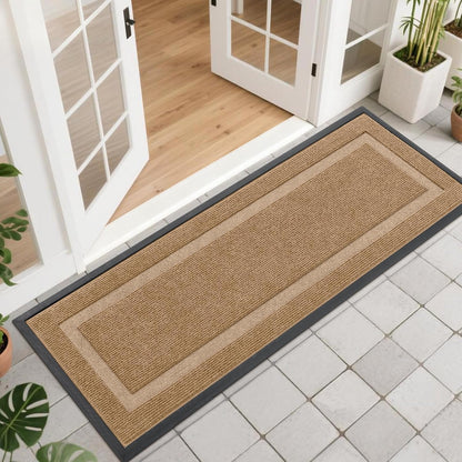 OLANLY Indoor Outdoor Front Door Mat - Waterproof, All-Weather, Easy Clean | 47x17 Light Brown