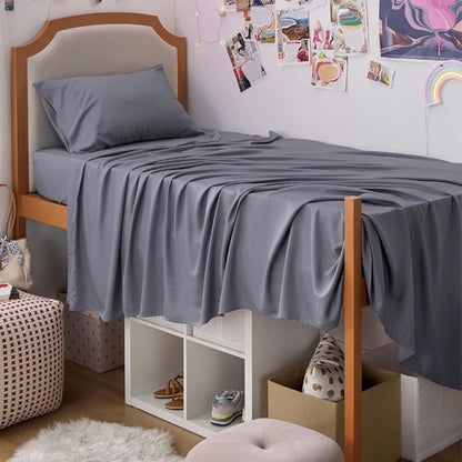 Bedsure Cooling Twin XL Sheets - Breathable Rayon from Bamboo, Soft & Silky, Deep Pocket Up to 16", Dark Grey