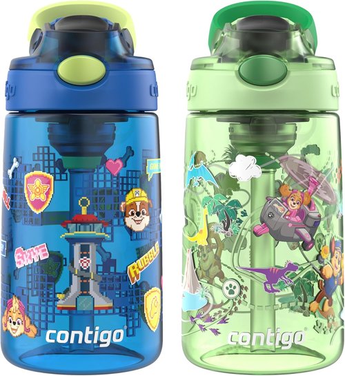 Contigo Aubrey Water Bottles - Leak-Proof & Spill-Proof Autospout Design | 14oz, Green & Blue, 2-Pack