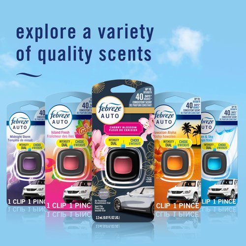 Febreze Car Air Freshener, Odor-Fighting Automotive Vent Clip, Scented Car Accessories, Long Lasting for Strong Odors, Unstopables Fresh Scent, .07 fl oz, 4 Count