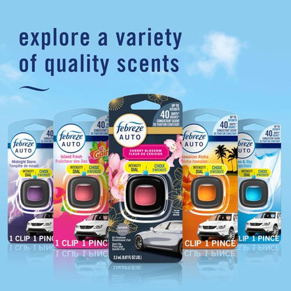 Febreze Car Air Freshener, Odor-Fighting Automotive Vent Clip, Scented Car Accessories, Long Lasting for Strong Odors, Unstopables Fresh Scent, .07 fl oz, 4 Count