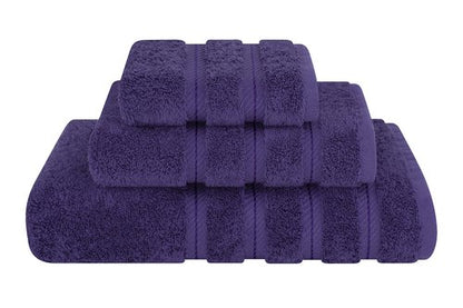 American Soft Linen Premium 3 Piece Towel Set, 1 Bath Towel 1 Hand Towel 1 Washcloth, 600 GSM 100% Cotton Turkish Towels for Bathroom, Purple Towel Set