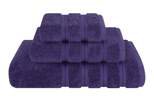 American Soft Linen Premium 3 Piece Towel Set, 1 Bath Towel 1 Hand Towel 1 Washcloth, 600 GSM 100% Cotton Turkish Towels for Bathroom, Purple Towel Set