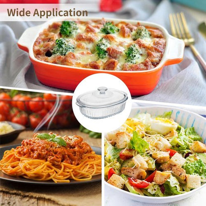 1.9 QT Oval Glass Casserole Dish by [Brand Name] - Clear Borosilicate Glass, Oven & Fridge Safe, Easy-to-Clean